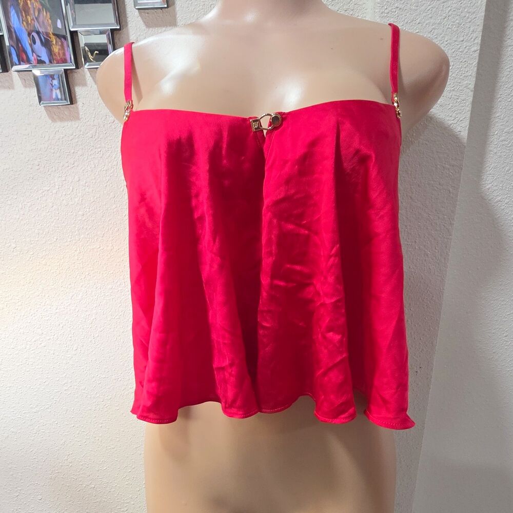 Honey Birdette Red Satin Sweetheart Spaghetti Strap Camisole Top Size M